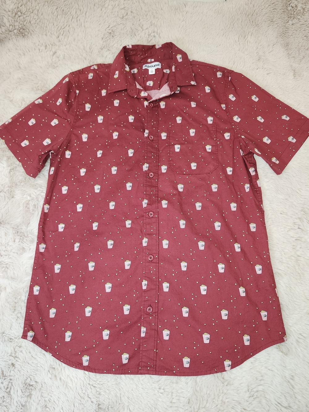 Abound Men’s Short-Sleeve Red Printed Button-Up Shirt